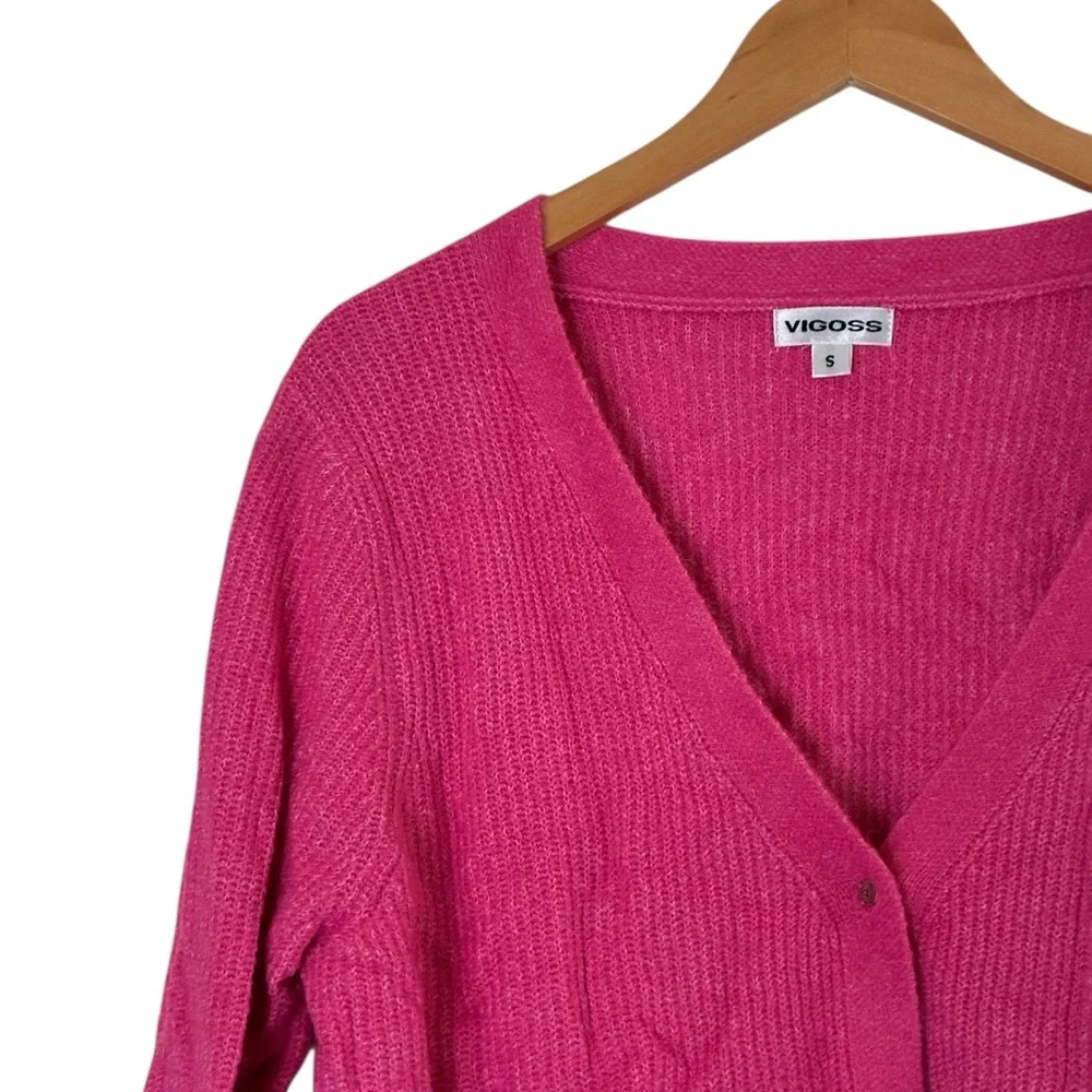 Vigoss | Like new bright pink knit boxy sleeve knit cardigan sweater - Picture 3 of 12